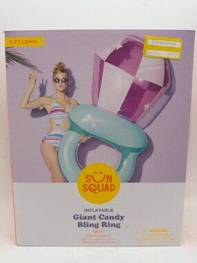 Sun Squad Giant Candy Bling Ring Pool Float Inflatable 62.5" L X 33" W X 21" H A